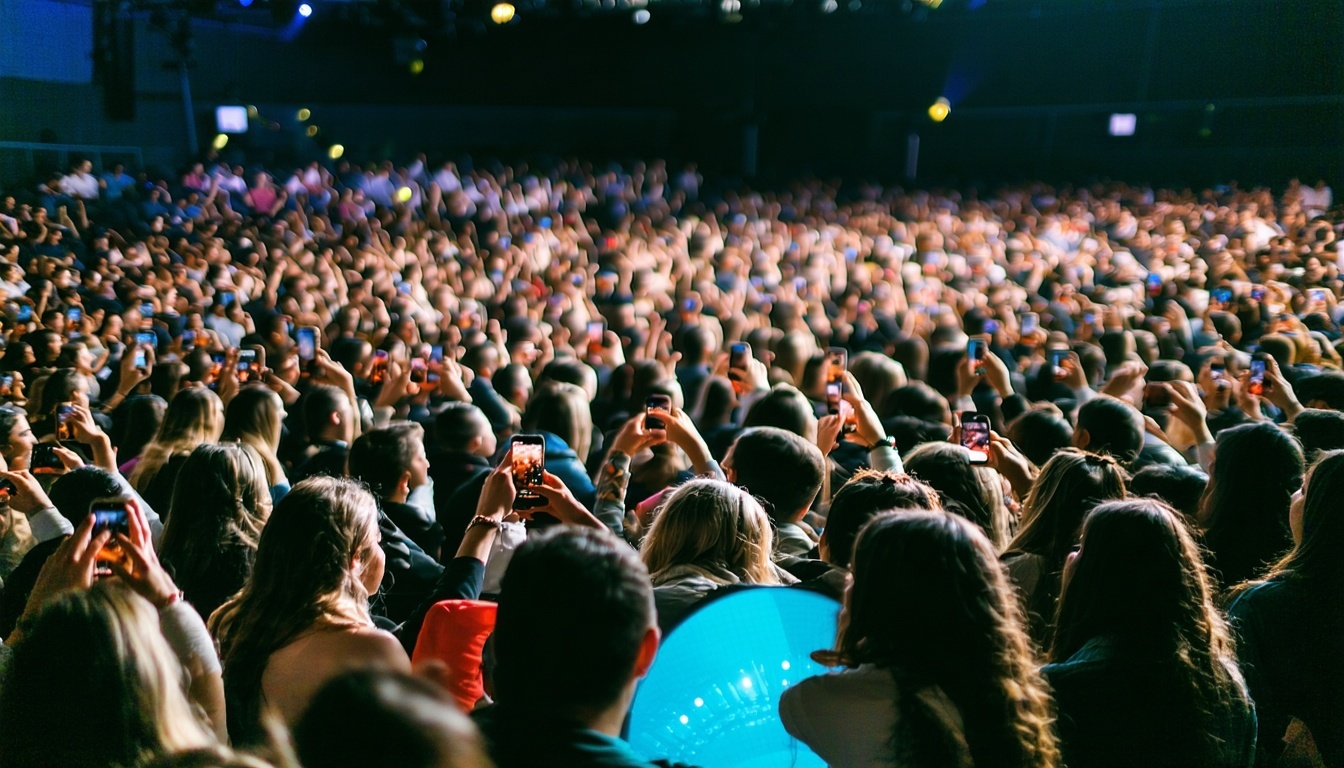 Evento de entretenimiento con una multitud disfrutando